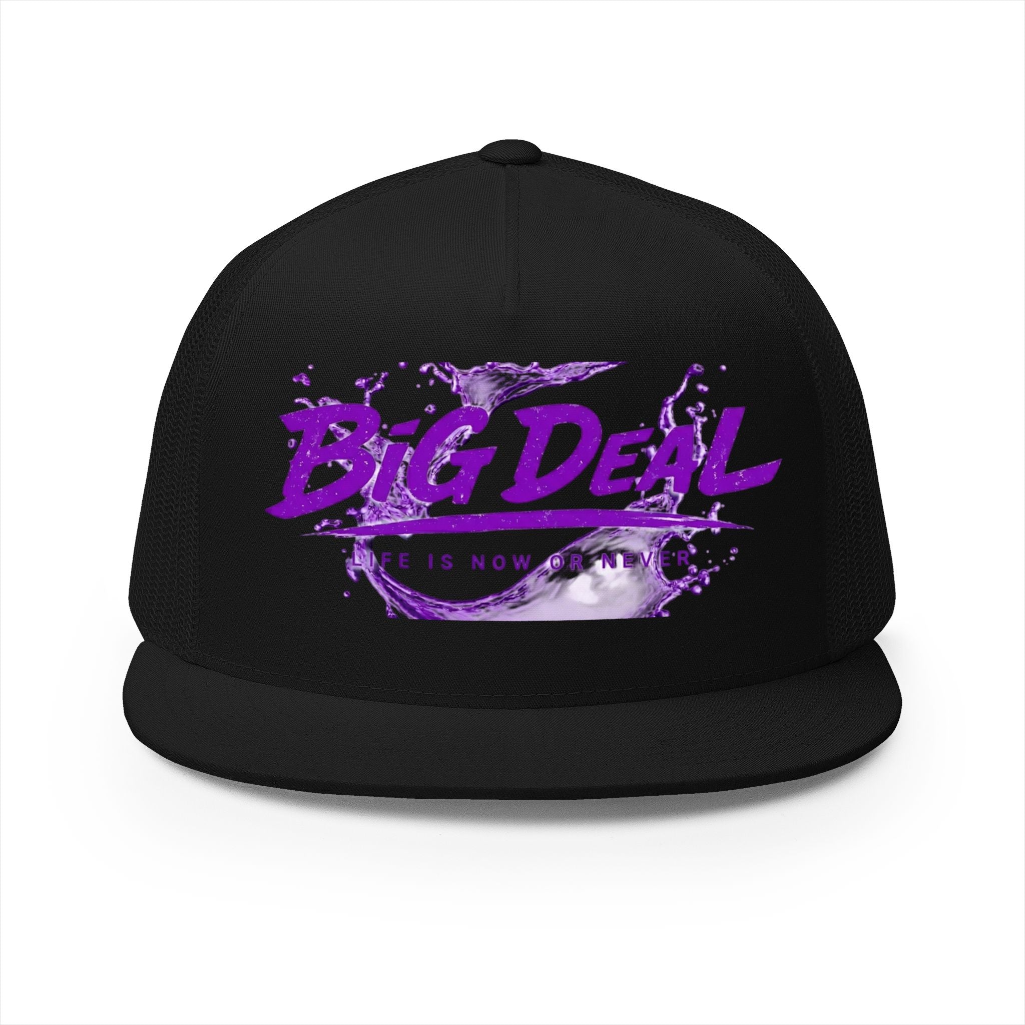 Big Deal Trucker Cap – 'Life is Now or Never' Purple Graphic Snapback