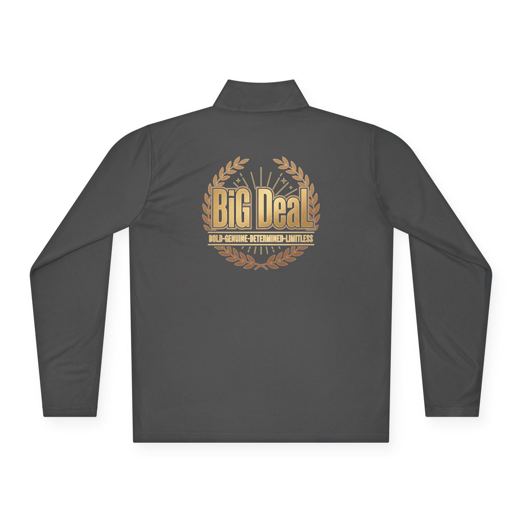 BiG DeaL Crest Quarter-Zip — Bold. Genuine. Determined. Limitless.