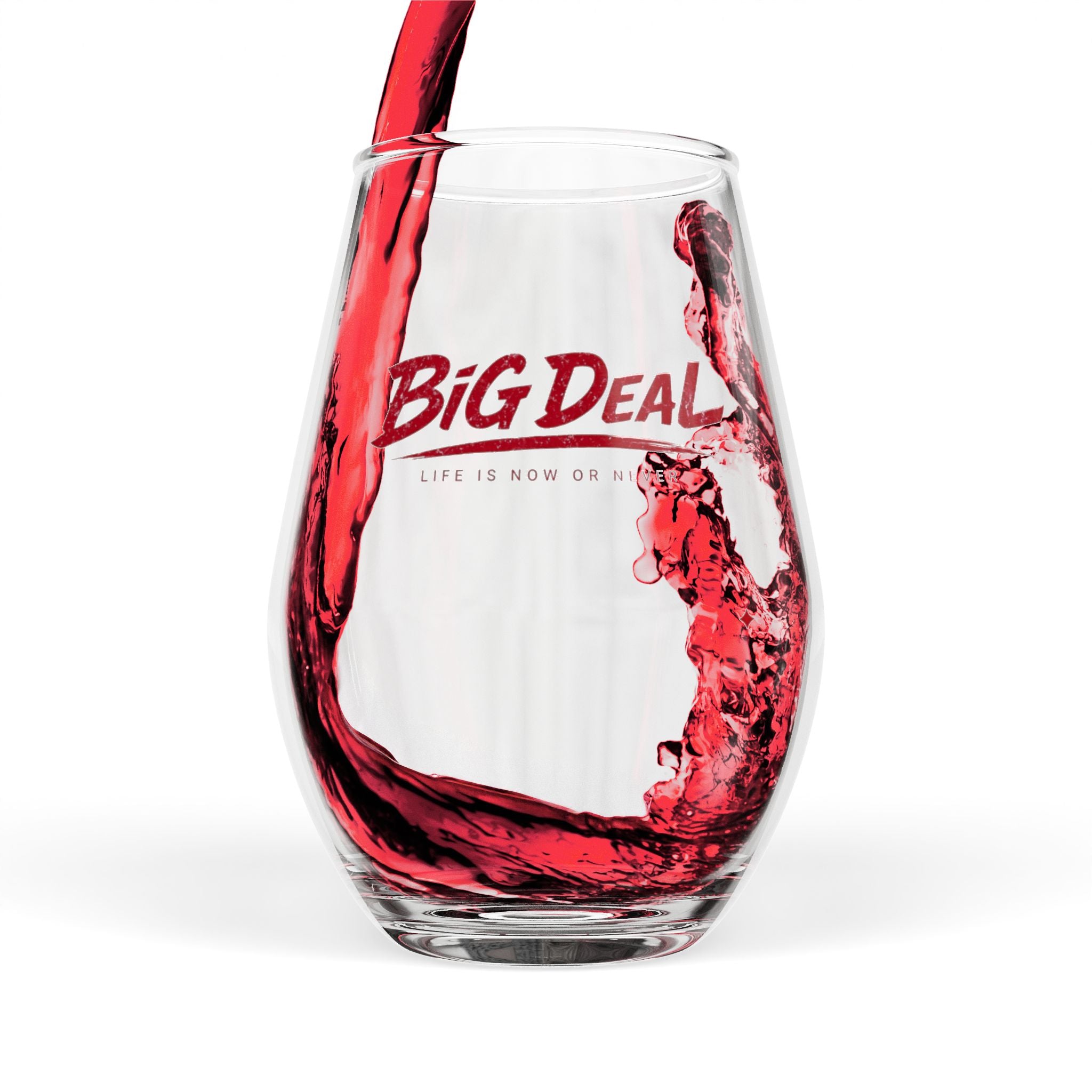 BiG DeaL™ Stemless Wine Glass — Red Script