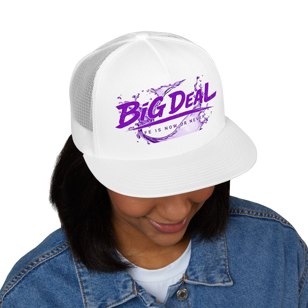 Big Deal Trucker Cap – 'Life is Now or Never' Purple Graphic Snapback