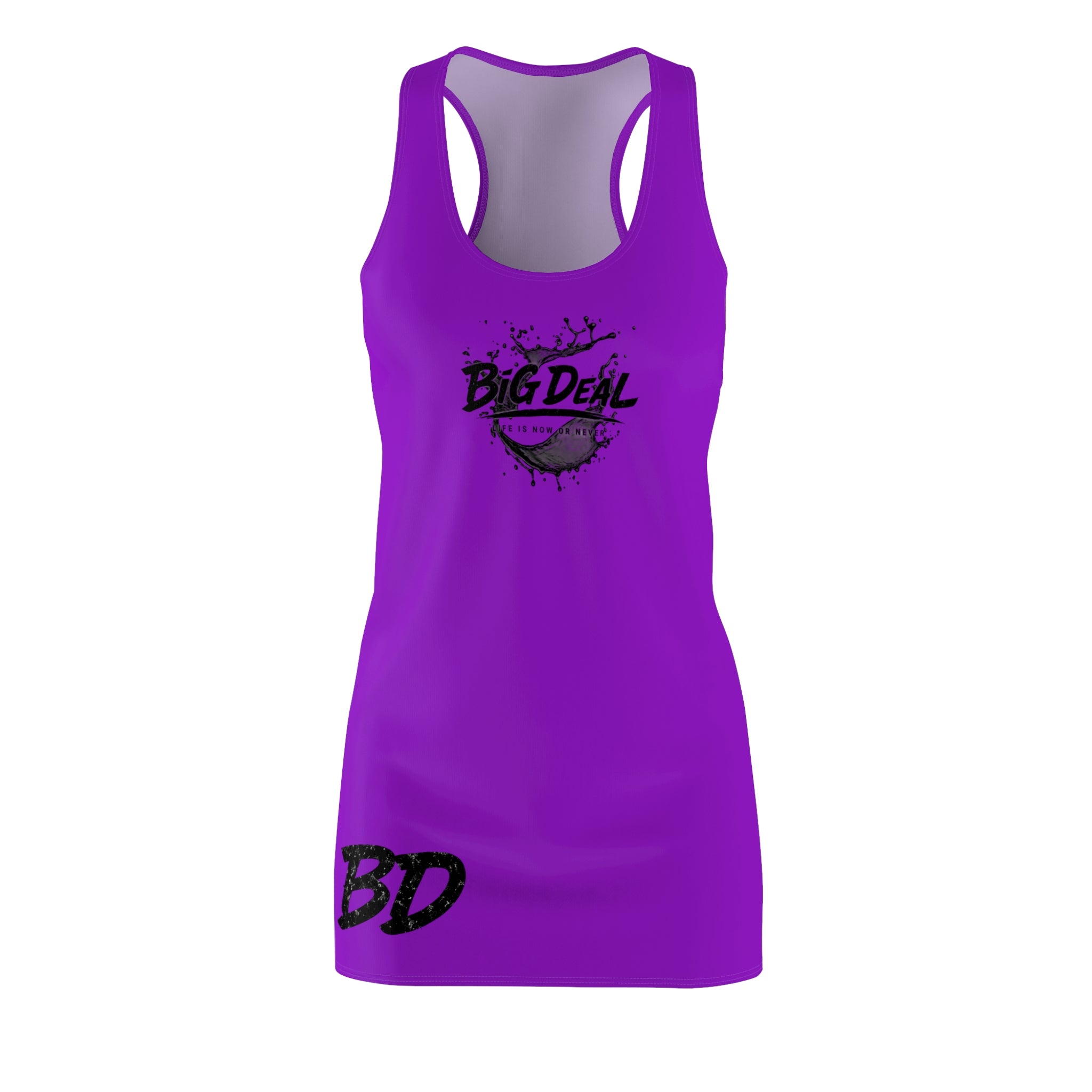 Big Deal Racerback Dress — Women's Purple Graphic Tank Dress