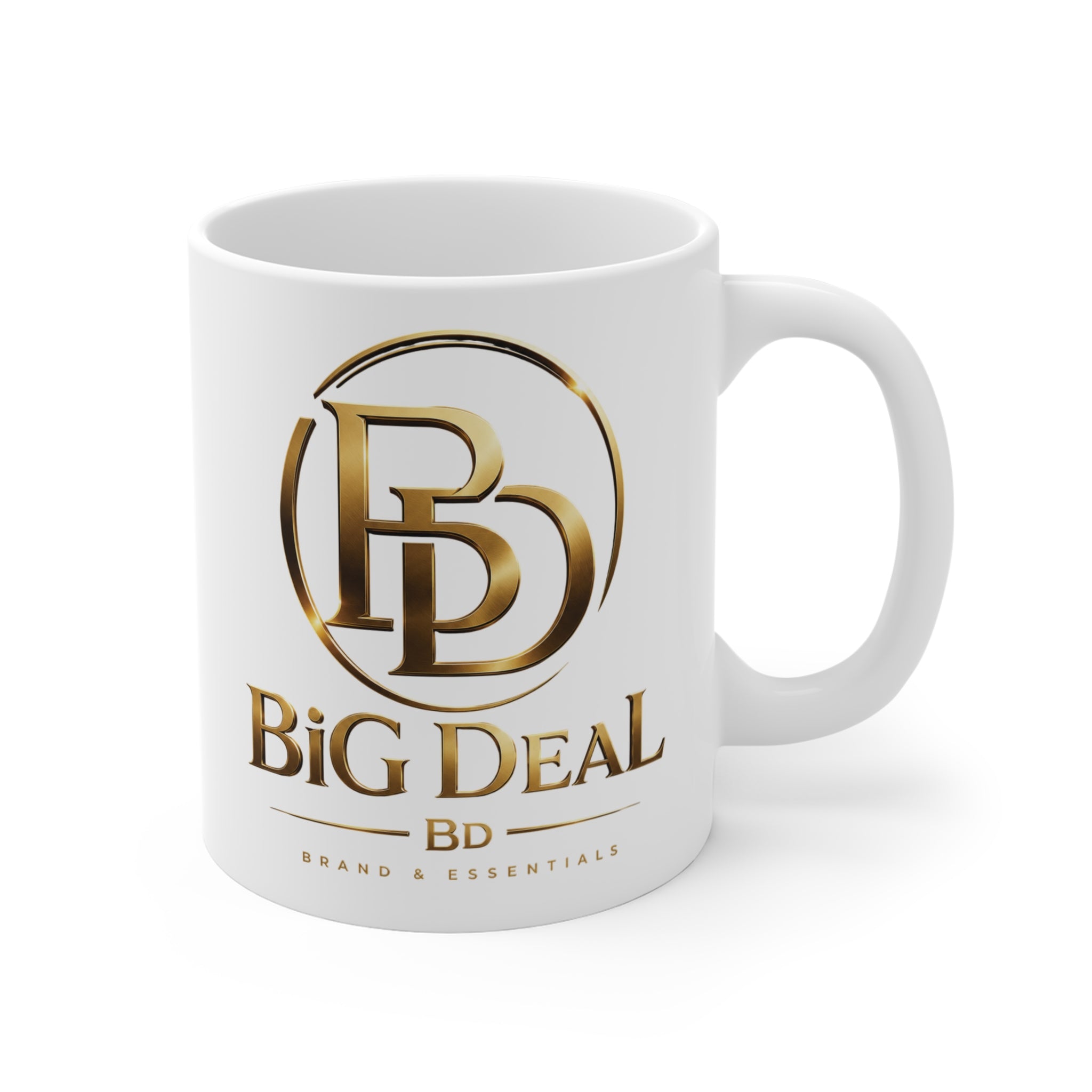 Big Deal Logo Mug — 11oz Branded Gold Emblem Coffee Cup