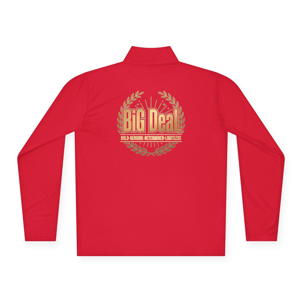 BiG DeaL Crest Quarter-Zip — Bold. Genuine. Determined. Limitless.