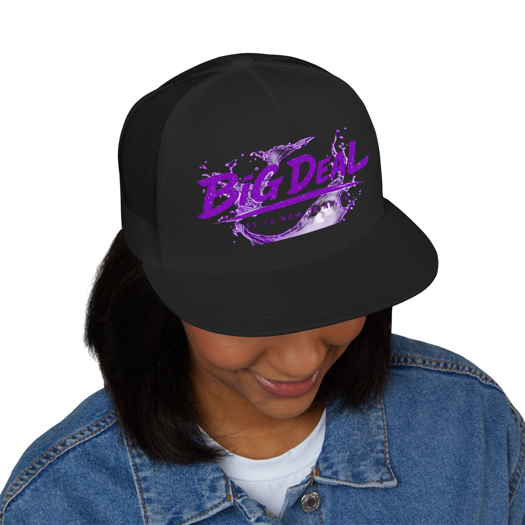 Big Deal Trucker Cap – 'Life is Now or Never' Purple Graphic Snapback
