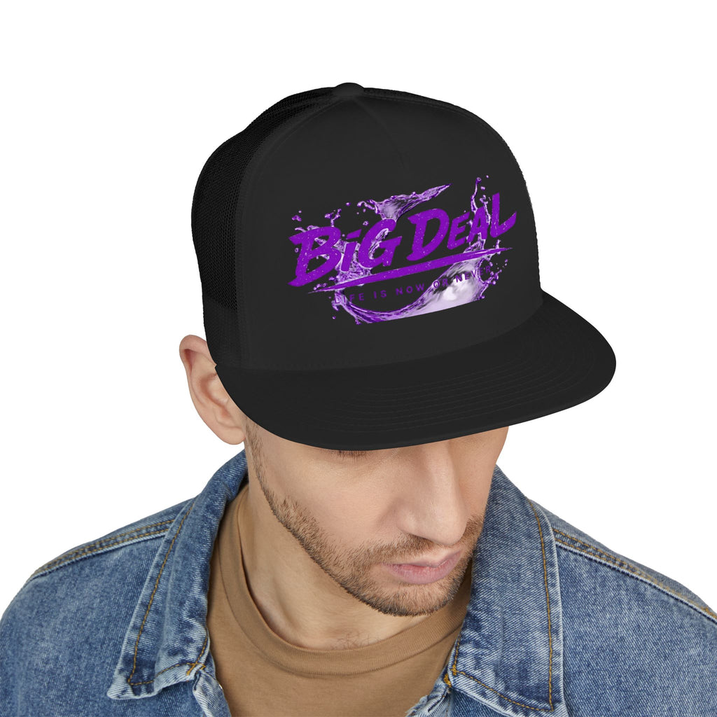 Big Deal Trucker Cap – 'Life is Now or Never' Purple Graphic Snapback