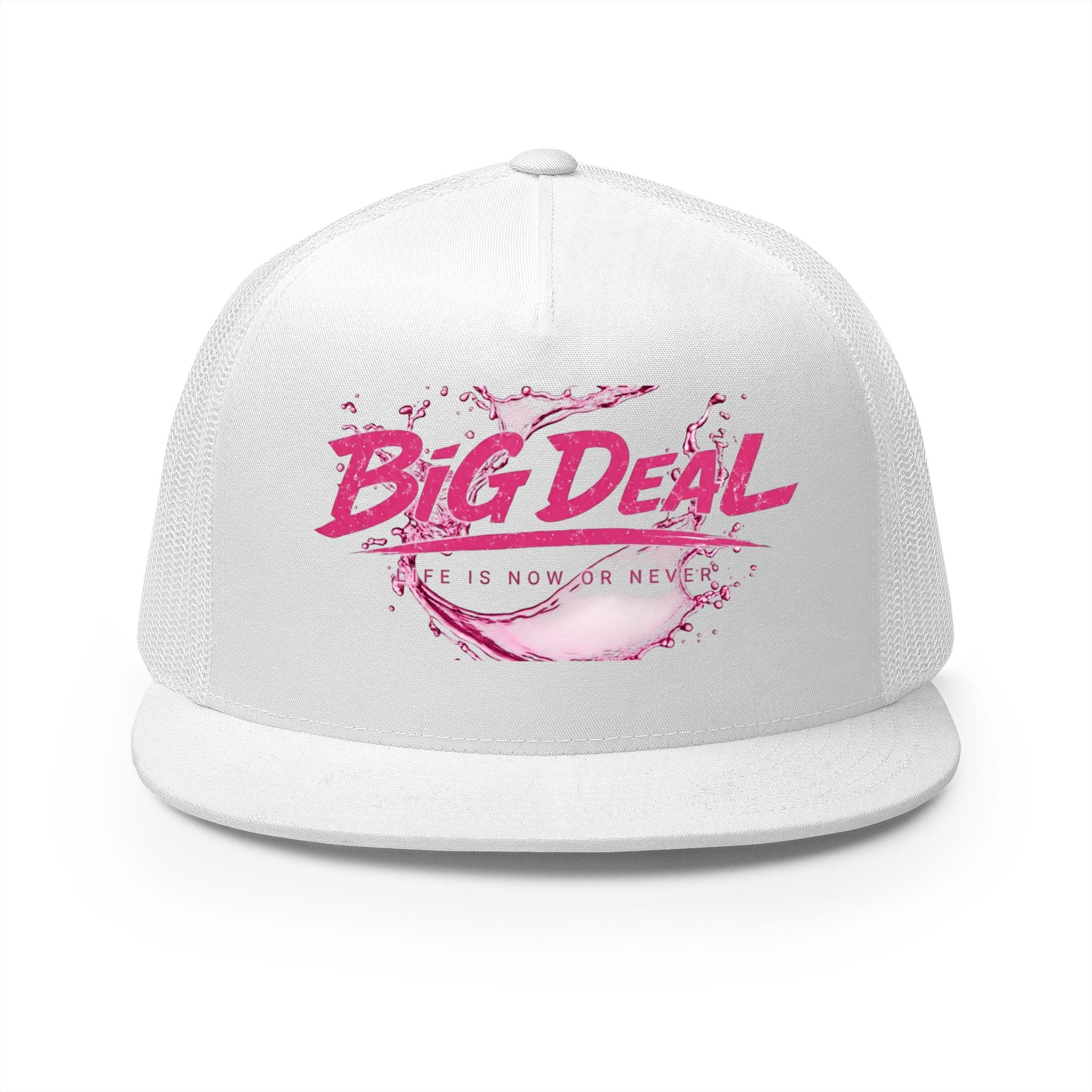Big Deal Trucker Cap — Bold Pink Water Splash Mesh Hat