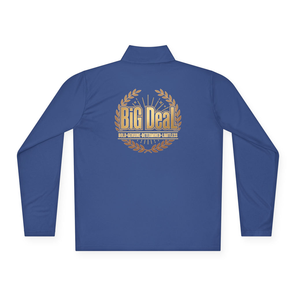 BiG DeaL Crest Quarter-Zip — Bold. Genuine. Determined. Limitless.