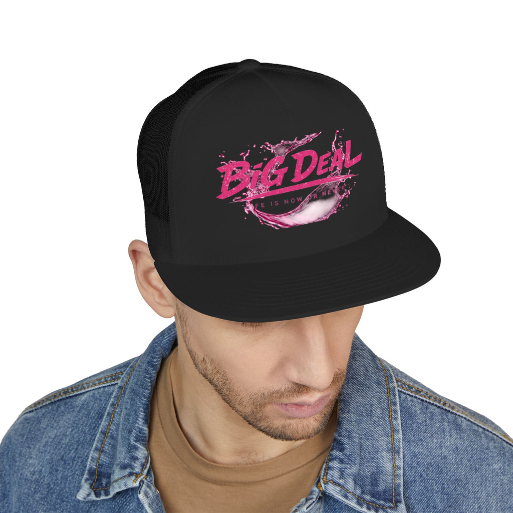 Big Deal Trucker Cap — Bold Pink Water Splash Mesh Hat