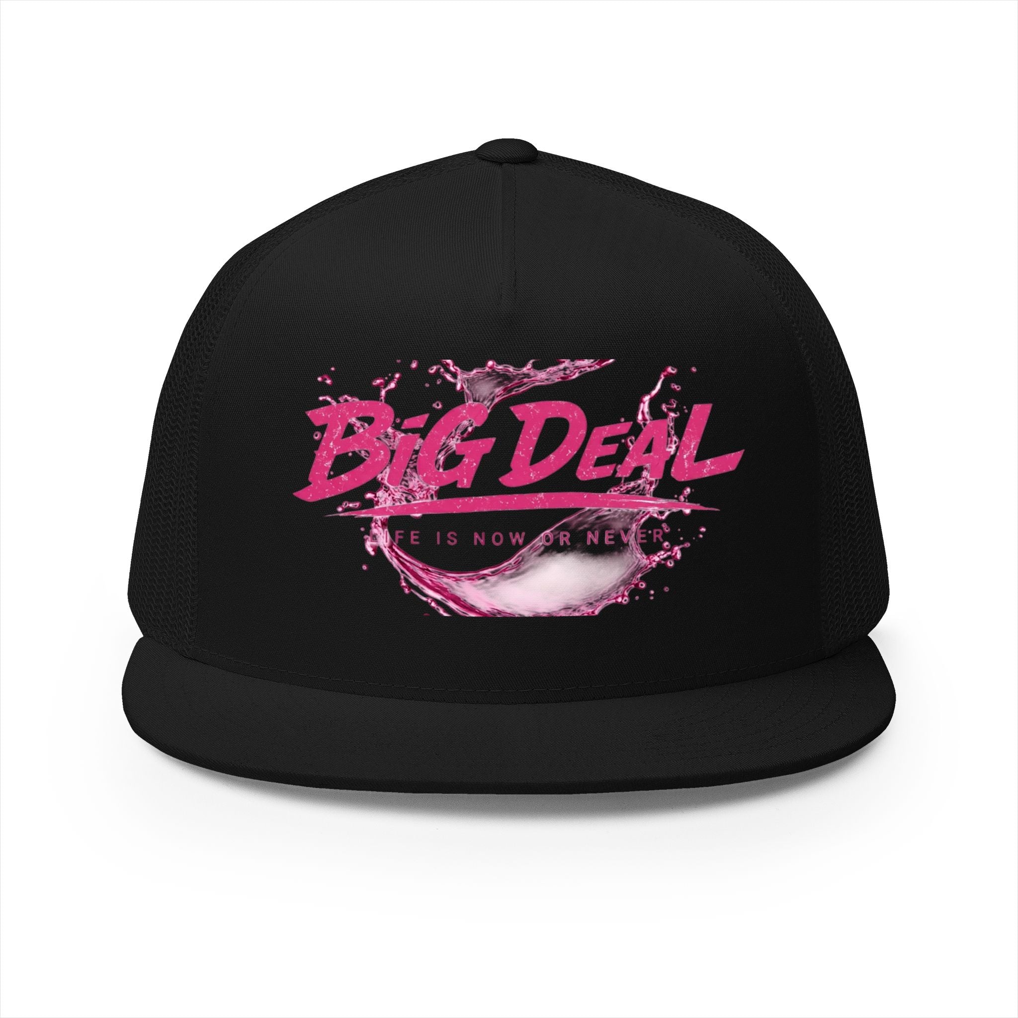 Big Deal Trucker Cap — Bold Pink Water Splash Mesh Hat