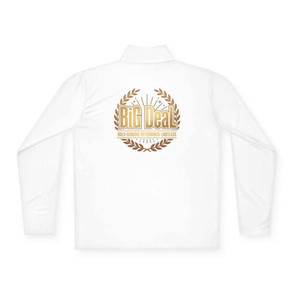 BiG DeaL Crest Quarter-Zip — Bold. Genuine. Determined. Limitless.