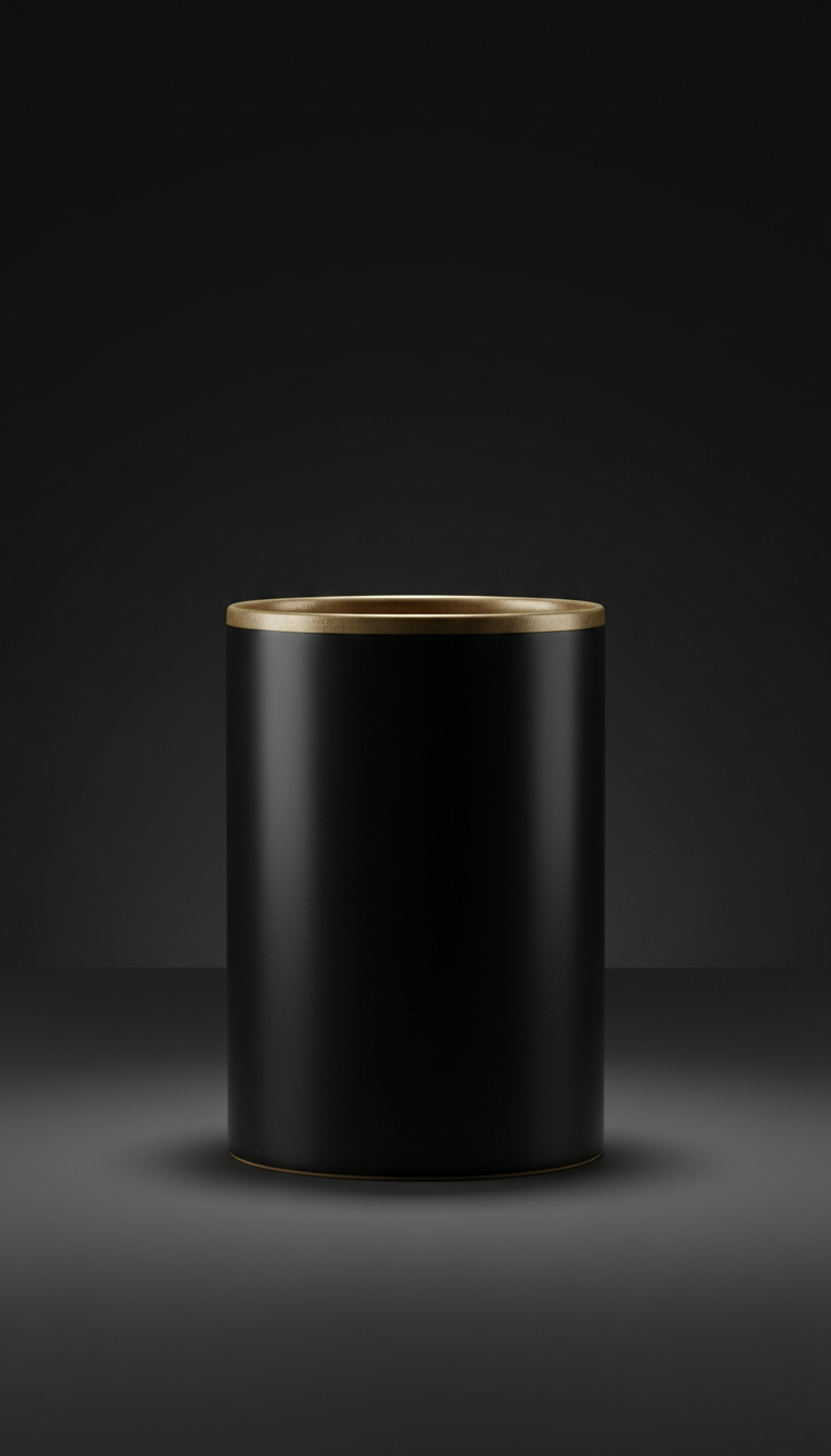 Black ceramic tumbler with antique gold rim