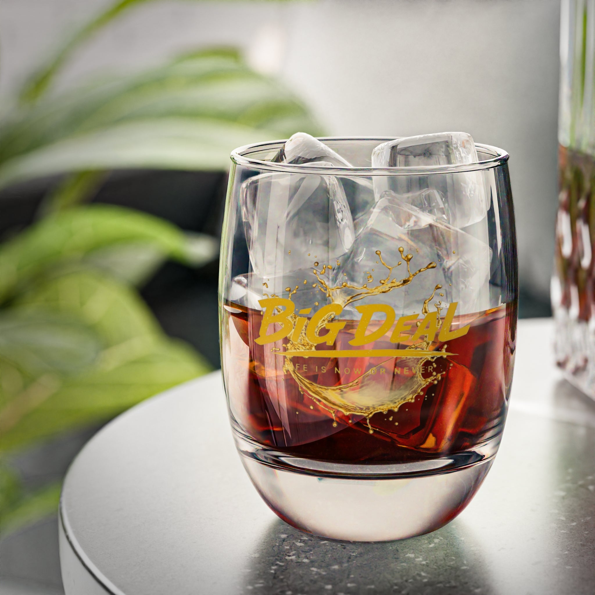 Big Deal Whiskey Glass — Gold Splash Rocks Glass ("Big Deal" Design)