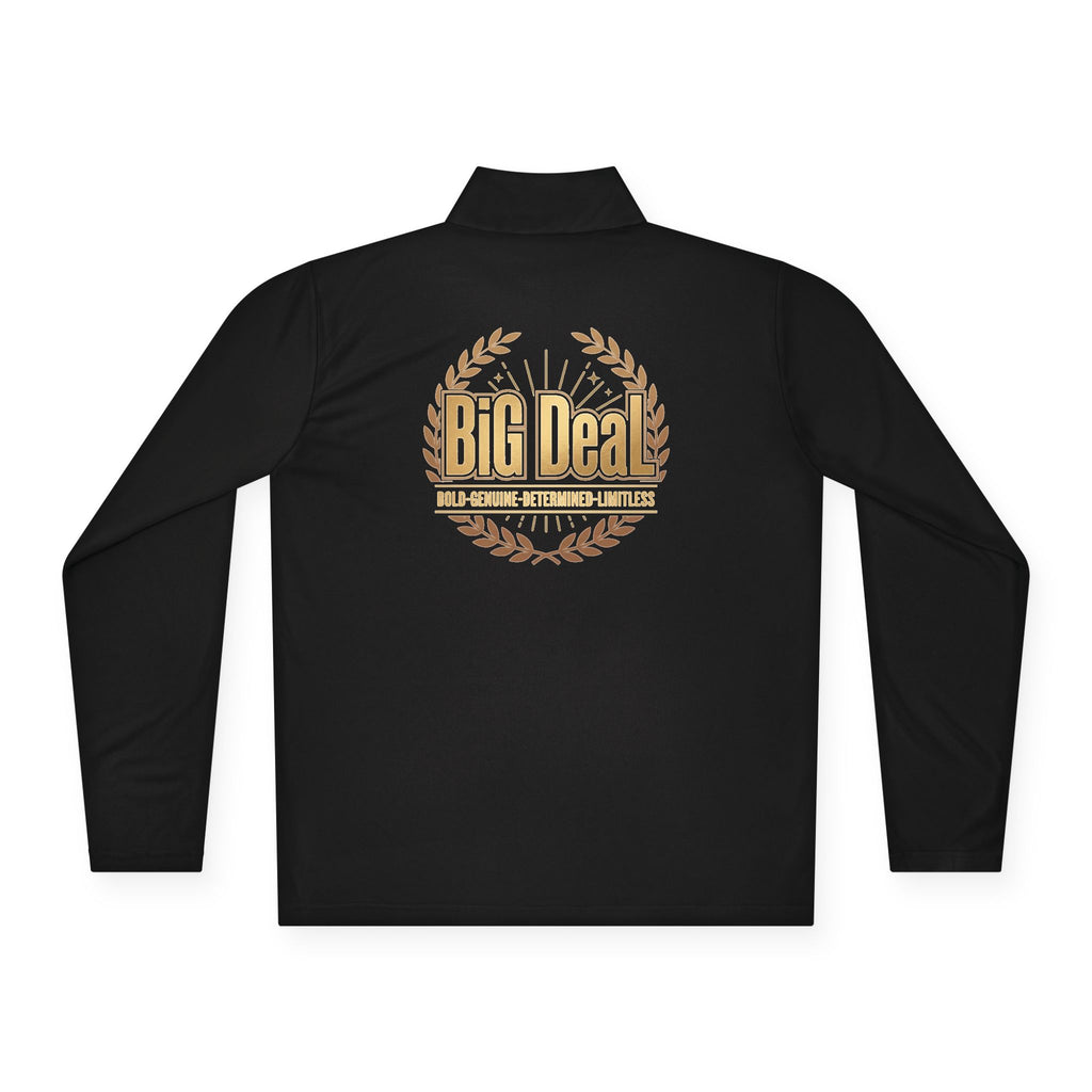 BiG DeaL Crest Quarter-Zip — Bold. Genuine. Determined. Limitless.