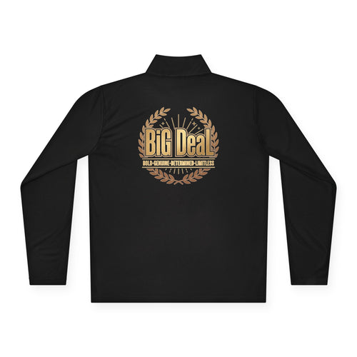 BiG DeaL Crest Quarter-Zip — Bold. Genuine. Determined. Limitless.
