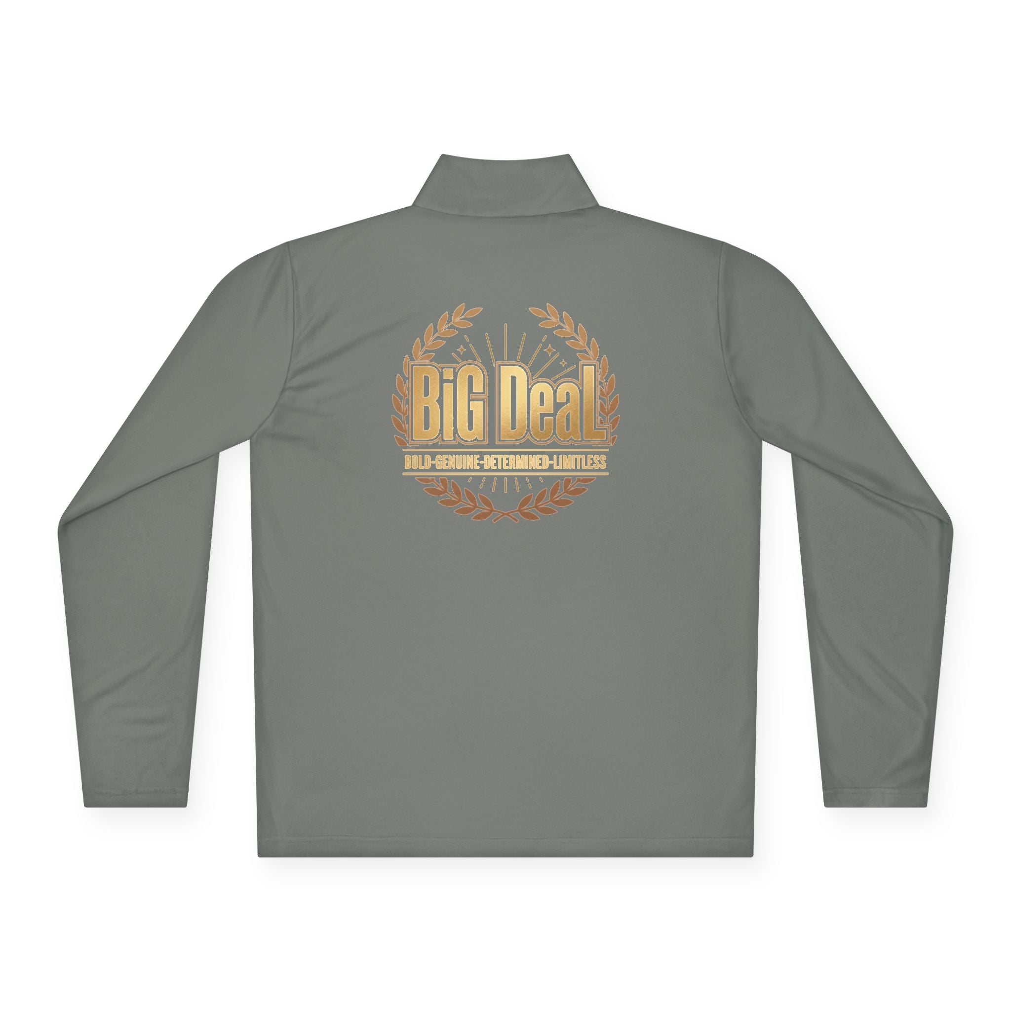 BiG DeaL Crest Quarter-Zip — Bold. Genuine. Determined. Limitless.