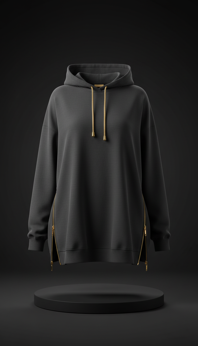 Women’s oversized sweatshirt with gold hardware detail
